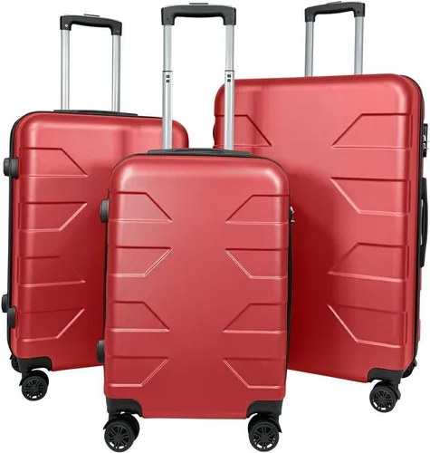 My Travel Bag Barcelona ABS Reisekoffer Rot 3er Set (M+L+XL) - Hochwertiges Reisekoffer-Set in Rot, bestehend aus 3 flexiblen Hartschalenkoffern mit 360° Rollen für müheloses Reisen. Inklusive Sicherheits-Zahlenschloss und kluger Innenraumaufteilung – ideal für alle Reisebedürfnisse.