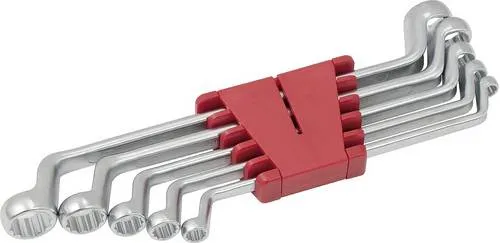 KS Tools CLASSIC Doppel-Ringschlüssel Satz 8-19mm - 5-teiliges Schraubenschlüssel Set mit 75° gekröpften, dünnwandigen Köpfen für besseren Zugang zu engen Stellen