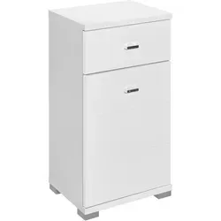 Unterschrank POOL, Weiß matt & Hochglanz - Waschbeckenunterschrank mit 1 Tür und 1 Schublade, ideal für platzsparende Aufbewahrung im Badezimmer. Modernes Design mit hochglänzender Front.