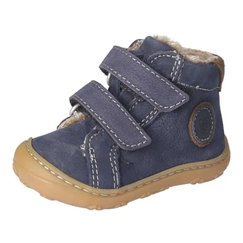 Ricosta Stiefel blau|braun 24 EU - Wanderschuhe für Kinder, aus hochwertigem Glattleder, mit warmem Vildona-Innenmaterial und praktischem Klettverschluss für einfaches An- und Ausziehen.