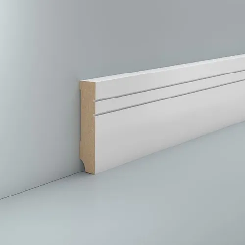 Sockelleiste weiß 80 mm MDF foliert RAL 9016 Fußleiste 16x80 mm Cube Laminat