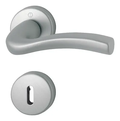 Hoppe Melbourne Aluminium-Rosetten-Türgriff-Garnitur 1672/19KV/19KVS, Ovalbart, mit Schlüsselrosetten für Innentüren - stahlfarben matt - 2804619