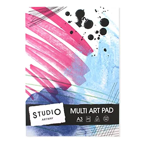 Artway Studio - Zeichenblock für Mixed Media - 240 g/m² - 24 Blatt (48 Seiten) - A3, Weiß