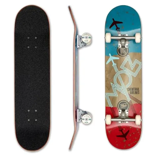 MOB Skateboards Airlines 8.0 - Komplettboard 31 x 8 Zoll - Cruiserboard aus 7 Schichten Ahornholz, bietet präzise Steuerung und einzigartiges Grafikdesign für Anfänger und Profis.