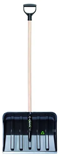 2x Schneeschieber Eckig mit Holzstiel Schneeschaufel Schwarz 45x35cm/ Schiebekante mit Aluprofil