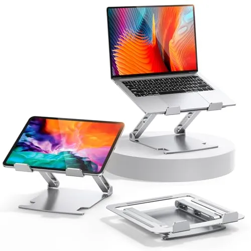 Glangeh Laptop Ständer Aluminium Robust, Belüfteter Ergonomisch Laptop Stand mit Höhenverstellbarer, Wärmeableitung Laptopständer Kompatibel mit MacBook Pro Air, Dell, HP, Alle 10-16