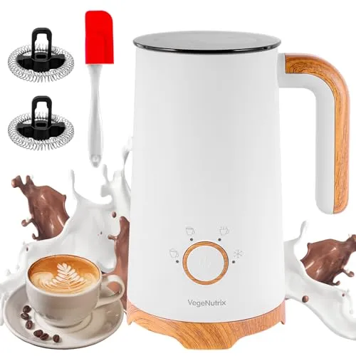 Elektrischer Milchaufschäumer, Automatischer Warm- und Kaltschaumbereiter und Milchwärmer (4-in-1) mit 2 Schneebesen für Latte Macchiato, Cappuccino, Macchiato, heiße Schokolade und Kaffee