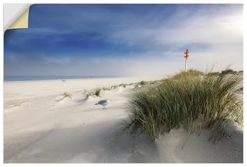 ARTland Wanddeko Wandtattoo selbstklebende Vinylfolie 120x80 cm maritime deko aesthetic Meer Strand Düne Gräßer Nordsee U5QU