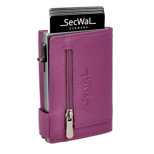 SecWal Slim Wallet Geldbörse mit RFID Schutz - Geldbörse für Herren und Damen aus hochwertigem Rindleder, mit praktischem Münzfach und RFID Schutz für maximale Sicherheit.