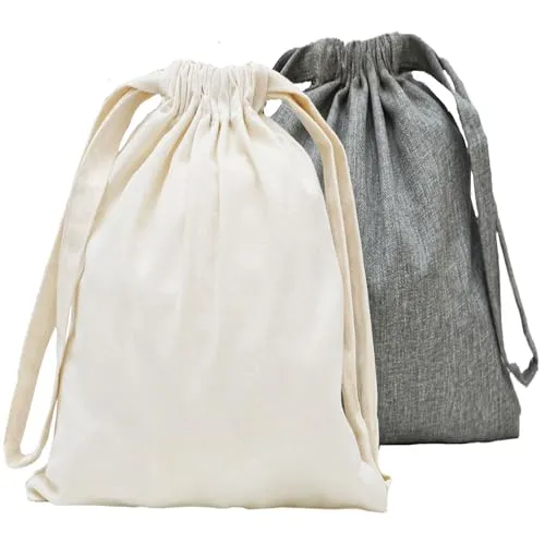 DuneDesign 2 Packbeutel im Leinen Look - 32x32 Packtaschen für Koffer Organizer Set - Reisebeutel Kleidung Pack Beutel Wäschebeutel - Rucksackorganiser Reisekoffer Trolley Handgepäck Packtaschen