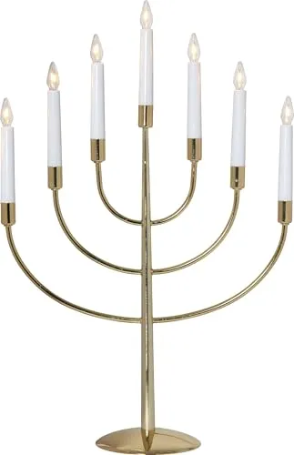 Star Trading Siebenarmiger LED-Kerzenleuchter Titus, Metall, gold - Weihnachtsbeleuchtung, eleganter Leuchter mit sieben LED-Kerzen für stimmungsvolle Festtagsbeleuchtung und gemütliche Atmosphäre.