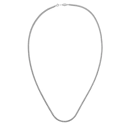 Akitsune Franco Kette 80 cm lang | 3 mm breit | Halskette Frauen Herren Edelstahl Karabiner Wasserfeste Herrenhalskette - Silber
