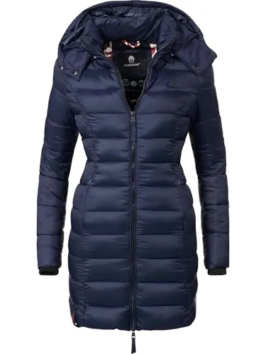 MARIKOO Damen Wintermantel Steppmantel mit abnehmbarer Kapuze - Funktionsjacken, warmer und wasserabweisender Steppmantel mit tailliertem Schnitt und praktischen Details für kalte Tage.
