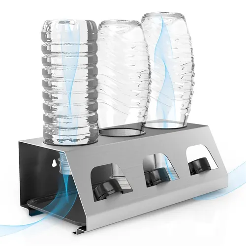 Edelstahl Abtropfgestell Flaschenständer - Halter für bis zu 3 Flaschen, aus hochwertigem Edelstahl, ideal zur schonenden Trocknung und Aufbewahrung in der Küche.