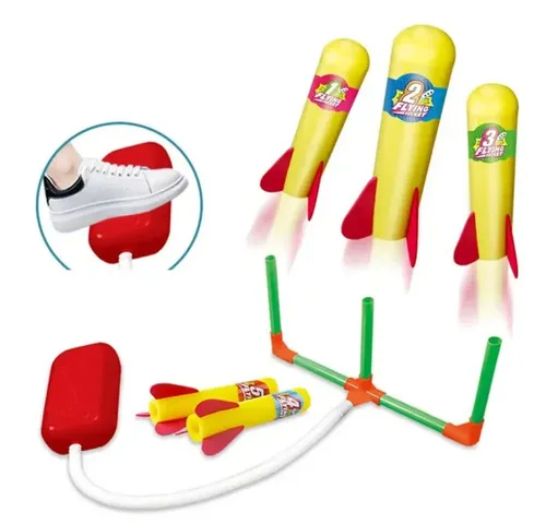 Sport-Knight® Spielzeug-Flugrakete Schaumstoff Raketenwerfer mit Pumpe – Outdoor-Spielzeug für Kinder, (Komplett-Set)