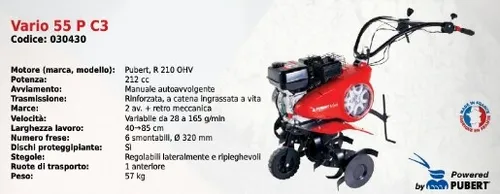 Motozappa Vario 55 P C3 Serie Pubert mit Motor Pubert R 210 OHV