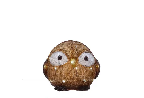 MARELIDA LED Dekofigur Eule - 21cm, kaltweiß - Nussknacker - Bezaubernde Acryl Eule mit 30 kaltweißen LEDs, integrierten Timer und IP44, ideal für festliche Dekoration drinnen und draußen.