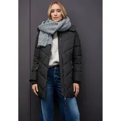 Street One Damen Steppjacke Midi-Länge mit Kapuze in schwarz von Street One