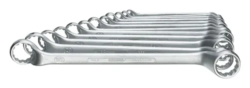 GEDORE Ringschlüssel Set 10-teilig, 6-32mm - Doppelringschlüssel Set für präzise und schonende Kraftübertragung. Ideal für tief gekröpfte und versenkte Muttern mit hoher Biegesteifigkeit. Aus robustem Chrom-Vanadium-Stahl.