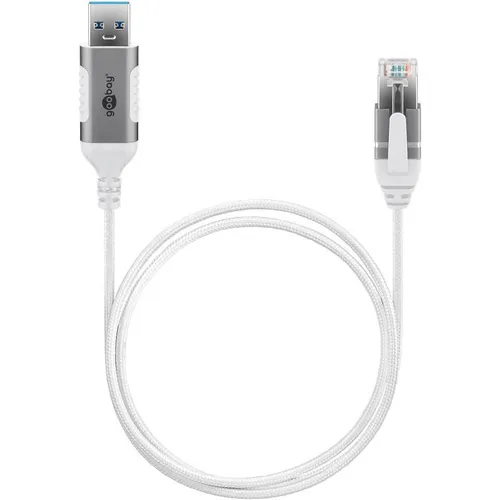 Goobay Ethernet-Kabel USB-A 3.0 auf RJ45, Slim, 15 m - Multimedia Netzwerkadapter, schlankes Design für einfachen Transport und schnelle Datenübertragung mit USB 3.0.