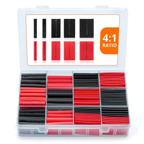 Premium Schrumpfschlauch Set - Heat Shrink Tube Schwarz, Rot - 190 Stück