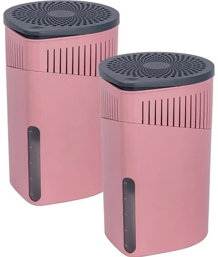 WENKO Raumentfeuchter Mod. Drop Rosa 1000 g 2er Set - Stylischer Luftentfeuchter im 2er Set, ideal gegen Feuchtigkeit und Schimmel. Perfekt für Räume bis 80 m³, ohne Strom und mit bis zu 3 Monaten Wirkung!