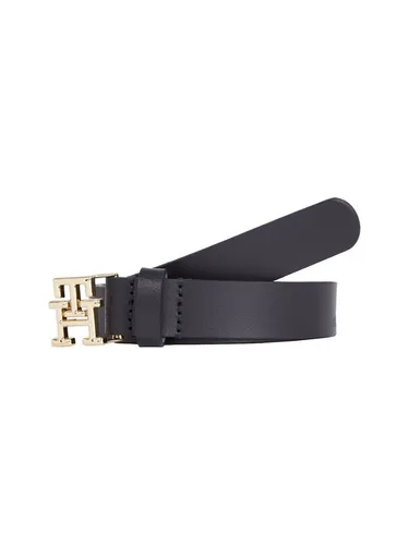 Tommy Hilfiger Damen Gürtel Logo 2,5 cm Ledergürtel, Blau (Space Blue), 85 cm - Damen-Gürtel aus 100% echtem Leder, zeitloses Design für jeden Anlass, ideal für elegante Looks und lässige Outfits.