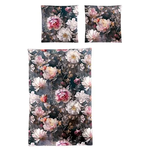 Irisette Mako-Satin Bettwäsche Wave 8574 multi 1 Bettbezug 135 x 200 cm + 1 Kissenbezug 80 x 80 cm - Bettwäsche-Sets aus atmungsaktivem Mako-Satin mit schickem, floralen Muster, hautsympathisch und temperaturausgleichend – ideal für einen erholsamen Schlaf.