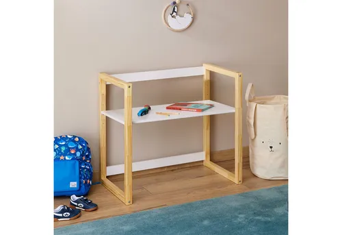 IDIMEX Kinderschreibtisch SUZA, höhenverstellbar aus Holz - Höhenverstellbarer Schülerschreibtisch aus massivem Kiefernholz in modernem Weiß/Natur. Ideal für eine ergonomische Arbeitsplatzgestaltung und optimalen Komfort beim Lernen.