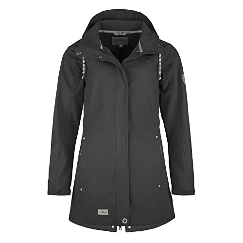 Blue Wave Damen Softshellmantel Biggi - Softshelljacke Outdoor-Jacke Mantel Softshell in Anthrazit Größe 46