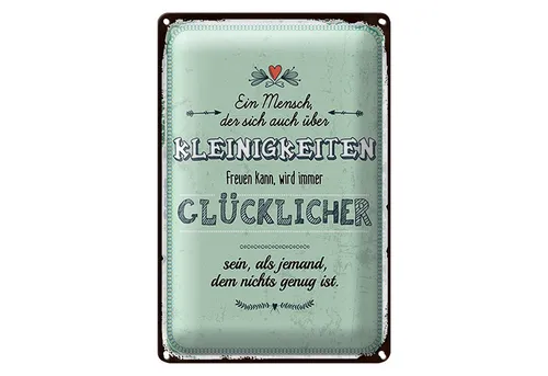 Roomando Metallschild Spruch 12x18cm Mensch der sich über Kleinigkeiten freuen kann