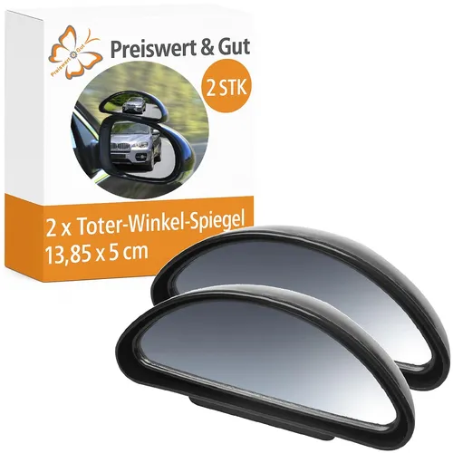 2x Weitwinkel-Toter-Winkel-Spiegel für Autos - Praktische Zusatzspiegel für bessere Sicht im Straßenverkehr. Einfache Montage und witterungsbeständig, ideal für jeden Außenspiegel.