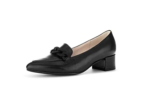 Gabor Hochfrontpumps KAPSEL-KOLL Damen Schwarz 40,5 - Elegante Gabor Hochfrontpumps aus hochwertigem Glattleder mit zierendem Kettenelement. Der stabile Blockabsatz und die gepolsterte Decksohle sorgen für Komfort bei jedem Schritt.