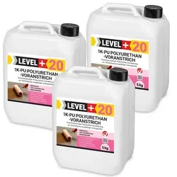 LEVEL+20 1K Polyurethan-Voranstrich 15kg – Effiziente Grundierung für Bodenbeläge - Einkomponentiger Polyurethan-Voranstrich zur Verfestigung und Stabilisierung saugfähiger Untergründe. Ideal vor der Verklebung von Parkett und Holzfußböden. Schnelle Trocknung und einfache Anwendung.