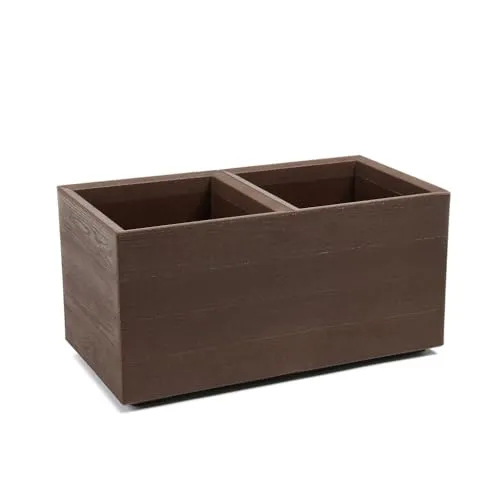 Kreher XXL Pflanzkasten – Edle Holz-Optik in Espresso, robust und rollbar - Garten-Zubehör mit praktischem Entwässerungssystem, wetterfest und pflegeleicht, ideal für Balkon oder Terrasse.