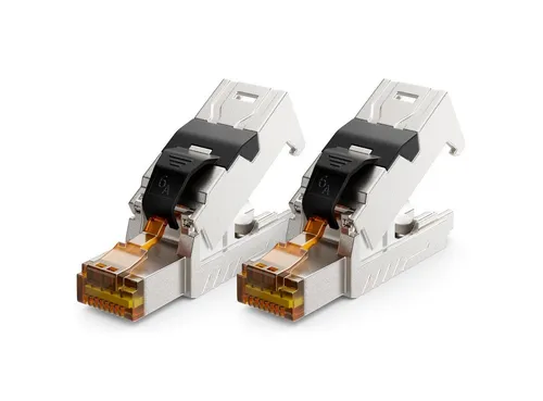 deleyCON deleyCON 2x CAT 6a Netzwerkstecker Werkzeuglos Netzwerkkabel Netzwerk-Adapter