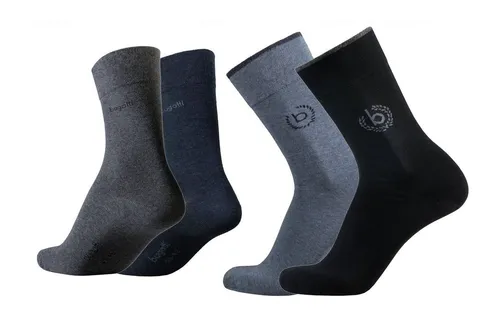 bugatti Basicsocken 6762498942 bugatti Herren 4er Pack Logo + uni basic schwarz, jeans melange