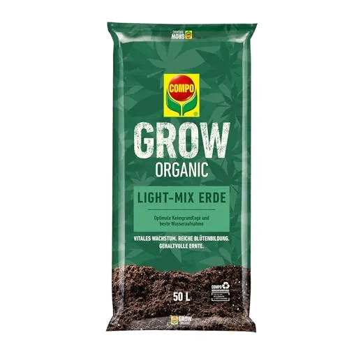 COMPO GROW ORGANIC Light-Mix Erde - Aussaaterde mit lockerer, luftiger Struktur für den Anbau von Spezialkulturen im Indoor- & Outdoor-Bereich 50 L