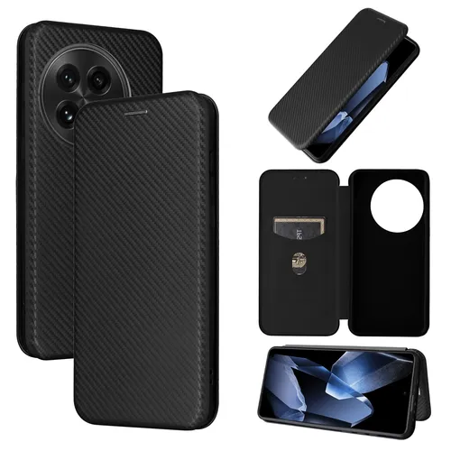 Für OnePlus 13 Carbon Faser Textur Hybrid Flip Design Schutz Handy Hülle Schwarz