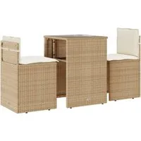 vidaXL 3-tlg. Bistro-Set mit Kissen Beige