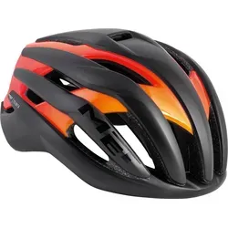 MET Fahrradhelm Trenta, Schwarz Orange, Größe S - Leichter Fahrradhelm für Profis mit optimierter Belüftung. Der MET Trenta bietet durch sein aerodynamisches Design und die innovative Luftstromführung höchsten Komfort und Leistung im Wettkampf.