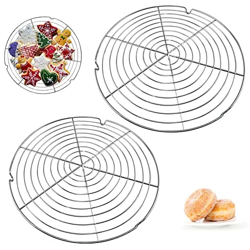 Abkühlgitter,2 Stück Rund Kuchen Kuchenrost 30.5cm,Rostschutzmetall Kuchenauskühler,Kuchengitter für gleichmäßiges und schnelles Auskühlen Tortenkühler Leichte Lösbarkeit der Gebäcke