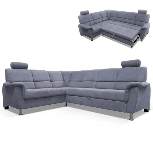 Ecksofa hellgrau mit Liegefunktion und Staukasten von Roller