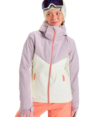 ROXY Free Jet Block 10K Damen Snowboardjacke, Gr. XS, bunt (Nirvana) - Funktionelle Funktionsjacke für Damen mit 10K ROXY DryFlight-Imprägnierung für Wasserdichtigkeit und Atmungsaktivität. Hergestellt aus 70% recycelten Materialien, ideal für umweltbewusste Wintersportler.