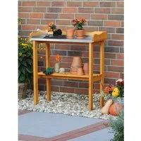 Pflanztisch mit verzinkter Arbeitsfläche - Stabil und Wetterfest - Gewächshaus-Zubehör mit verzinkter Arbeitsfläche, ideal für Gartenliebhaber. Hergestellt aus massivem Kiefernholz, wetterfest imprägniert und perfekt für Terrasse oder Gewächshaus.