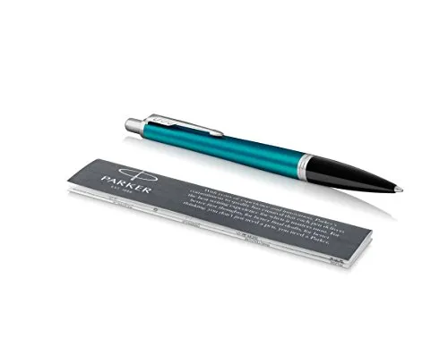 Parker Urban Kugelschreiber magenta mit mittlerer Spitze schwarze Tintenpatrone (1975419) Stift mit Geschenkbox Vibrant Blue and Chrome