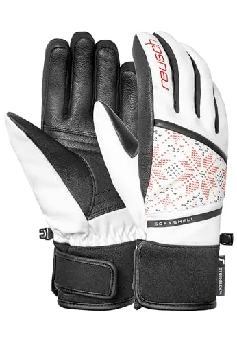 Reusch Tessa Stormbloxx Handschuh - Weiß / Feuerrot - Hochwertiger Winterhandschuh für Freizeit und Sport mit winddichter Stormbloxx-Membran. Bietet optimalen Schutz vor Kälte und sorgt für angenehm trockene Hände bei aktiven Einsätzen.