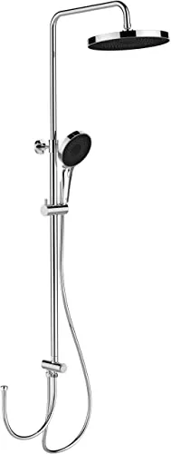 Wenko Duschsystem Softwater, verchromt / schwarz - Badewannen- & Duschsysteme mit 26 cm großer Regendusche für üppigen Brauseregen und flexibler Handbrause mit 3 Strahlarten – ideal für entspannende Duscherlebnisse.