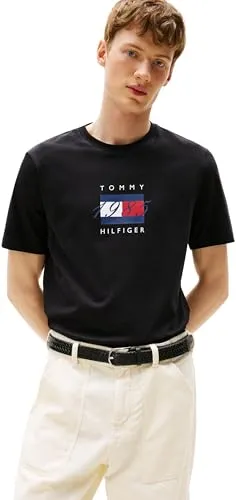 Tommy Hilfiger T-Shirt LINEAR FLAG GRAPHIC - Rundhalsshirts mit Rundhalsausschnitt, regular fit und aus weichem Baumwoll-Jersey für hohen Tragekomfort – ideal für stylische Freizeitlooks.