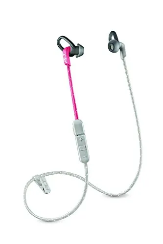 Produktbild Ultraleichtes Plantronics Sport Bluetooth 4.1 Headset Plantronics BackBeat Fit 305, spritzwassergeschützt mit gedrehtem Sportkabel, grau/coral